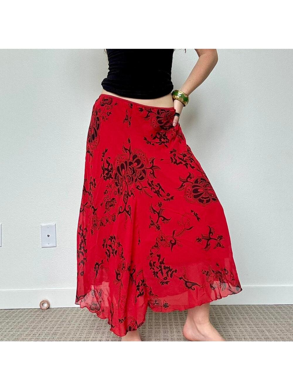 Jonathan martin y2k red and black asymmetrical skirt